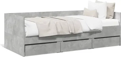 Image de vidaXL Lit de jour avec tiroirs sans matelas gris béton 100x200 cm