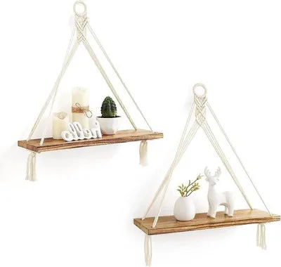 Produktbild von Famanu Wandregal Set 2 Stück aus rustikalem Holz - für Pflanzen und Dekoration