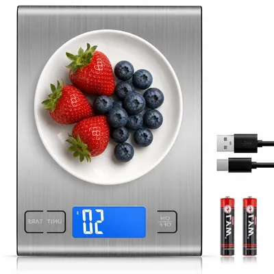Immagine prodotto di Bilancia da cucina - Bilancia digitale - Pesatura precisa - Acciaio inossidabile - 15 kg - Argento