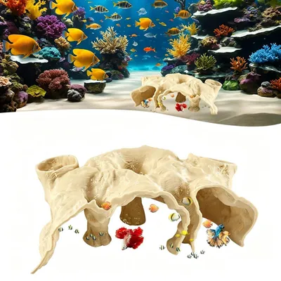 Obrázok produktu pre Akvarijná jaskyňa, podzemné úkryt pre krevetky, 3D vzhľad skaly, 18 x 10,5 x 4,5 cm