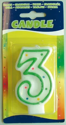 Obrázek produktu pro Svíčka s číslem 3 barevná 7 cm