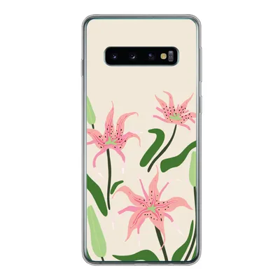 Produktbild von MuchoWow® Handyhülle Schutzhülle Hülle für Samsung Galaxy S10 Blume - Rosa - Blätter Silikon Softcase Handy Hülle - Handytasche