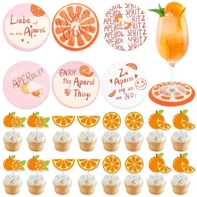6 Aperol-Filzuntersetzer, Ø 10 cm, Cocktailzubehör