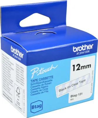 Produktbild von Brother BTAG-131, Schwarz auf transparent, Philippinen, 5 Jahr(e), Brother, P-touch PT-N10, PT-N20, PT-N25BT, 1,2 cm