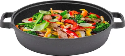 Produktbild von Gusseisenpfanne - Bratpfanne - Zwei Griffe - Durchmesser 25 cm - Für Induktion - Steakpfanne
