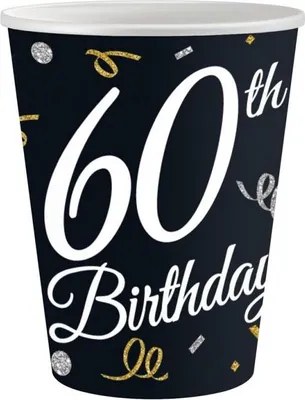 Obrázek produktu pro Papírové kelímky B&C 60 Birthday, 60. narozeniny, 6 ks.