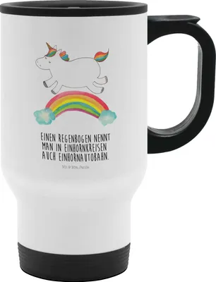 Produktbild von Mr. & Mrs. Panda Thermobecher Einhorn Regenbogen - Weiß - Geschenk, Glitzer, Edelstahlbecher, Isolierbecher, thermosbecher, Erwachsenwerden, Kaffeebecher To Go, Unicorn