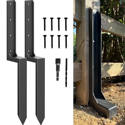 Immagine prodotto di Kit di riparazione per pali di recinzione - Supporto per pali in legno, calibro 11 - 2 pezzi / Nero