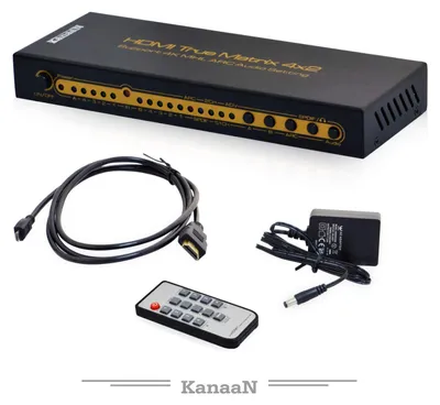 Zdjęcie produktu dla Przełącznik HDMI 4 wejścia, 2 wyjścia - Matryca 4K UHD - 4 porty HDMI 1.4 - Do telewizora i odtwarzacza Blu-ray
