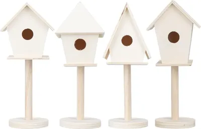 Produktbild von Holz Vogelhaus, 4er Set, Natur, Dekorations- und Bastelset