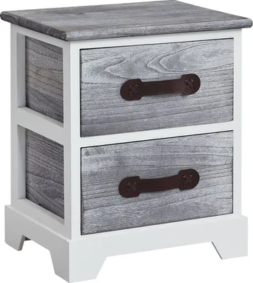 Produktbild von Nachttisch SALERNO Nachtschrank Nachtkommode, mit 2 Schubladen in weiß grau, Shabby Chic Vintage Look