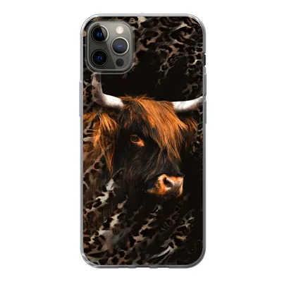 Produktbild von MuchoWow® Handyhülle Schutzhülle Hülle für iPhone 13 Pro Max Schottischer Highlander - Pantherdruck - Schwarz Silikon Softcase Handy Hülle - Mobiltelefon