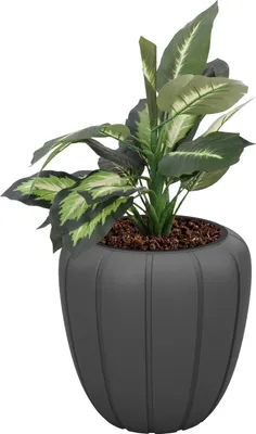 Obrázok produktu pre Kvetináč, vložka do kvetináča, moderný, antracit, rohož, 40 cm, V, 40 cm, okrúhly