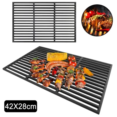 Productafbeelding van QEENTOE Gusseisen grillrooster, geëmailleerd, stabiel grillrooster van gietijzer, grillaccessoire voor BBQ-, gas- en houtskoolgrills, afmetingen 42 x 28 cm