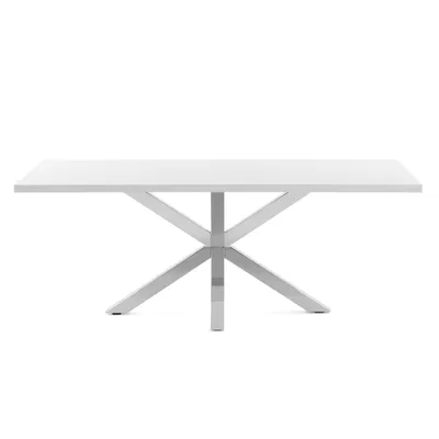 Produktbild von Tisch Argo 200 x 100 cm mit Melamin weiß und Edelstahlbeinen