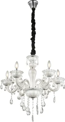 Produktbild von Globo Lighting Luster Metall weiß, Glas, K5 Kristalle klar, ø: 610mm, H: 1500mm, exkl. 6x E14 40W 230V