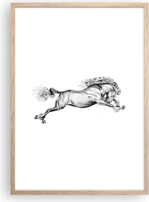 Produktbild von Gerahmtes Poster - Rahmen in heller Eiche - Pferd Zeichnung Bleistift - 50x70 cm - Wand Bild - Wanddeko - Wandbilder - Kunstposter - Wandposter - Bilderrahmen - Bilder - Kunstdruck - P2NPA50x70-4906