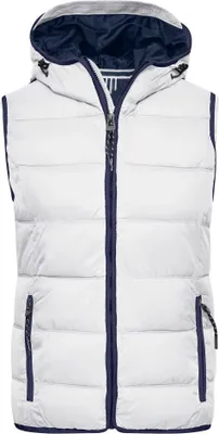 Produktbild von Modische Steppweste mit angeschnittener Kapuze white/navy, Gr. S