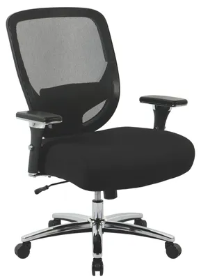Produktbild von Chefsessel MANFRED drehbar höhenverstellbar Schwarz Stoff Netz Chromgestell 74x112 cm bis 180 kg
