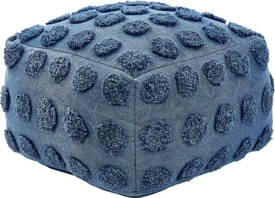 Produktbild von BELIANI Pouf Blau Baumwolle 50 x 50 x 35 cm Quadratisch mit EPS Füllung Muster Punkte Geometrisch für Wohnzimmer Schlafzimmer Deko