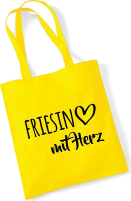 Produktbild von Huuraa Jutebeutel Friesin mit Herz 10 Liter Yellow Baumwolle Tasche Geschenkidee