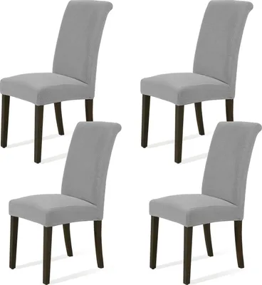 Produktbild von Stretch-Stuhlhussen, 4er-Set, abnehmbare Stretch-Stuhlhussen für Esszimmerstühle, Stühle für Hotels, Feierlichkeiten, Bankette, Küchen, Restaurants, Privathaushalte, Silber