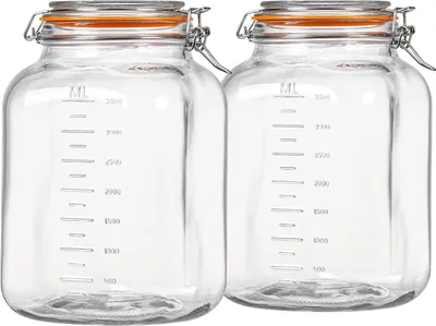 Obrázek produktu pro Skleněné dózy, objem 4,2 litru, 2 kusy, čtvercového tvaru, vzduchotěsné, vhodné do kuchyně