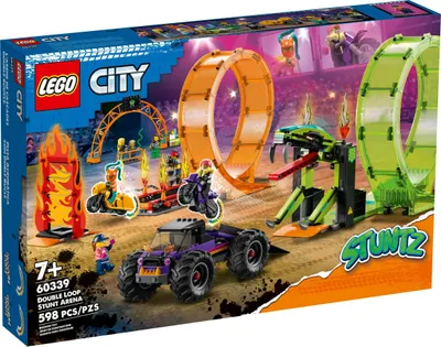 Produktbild von LEGO 60339 City Stuntz Stuntshow-Doppellooping Set, inkl. Rampe, Monstertruck, 2x Motorrad, Spielzeug für Kinder ab 7 Jahre, Geschenkidee Weihnachten