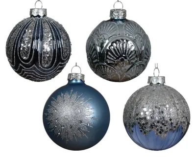 Productafbeelding van Kerstbal glas d8 cm blauw a4 Decoris