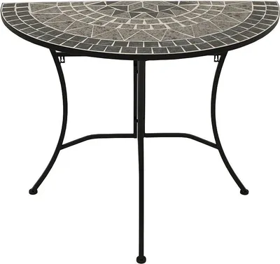 Produktbild von Wandtisch Balkontisch 90x45cm halbrund Eisen + Tischplatte Mosaik grau