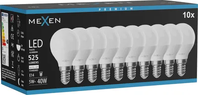 Obrázek produktu pro Mexen Nova 10x LED žárovka E14, G45, 5W, Neutrální - 4000K, 525 lm - L101-E14-0540-01x10
