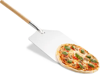 Immagine prodotto di Paletta per pizza Dimono Premium in metallo, rettangolare, 80x31 cm - Paletta professionale per pizza con lungo manico in legno, paletta per pizza e paletta per pane per forno a legna