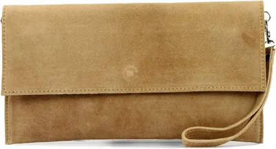 Produktbild von Damen Clutch aus Wildleder Umhängetasche Abendtasche mit Schultergurt & Handschlaufe, Italy, Elegant für Hochzeit, Party & Alltag