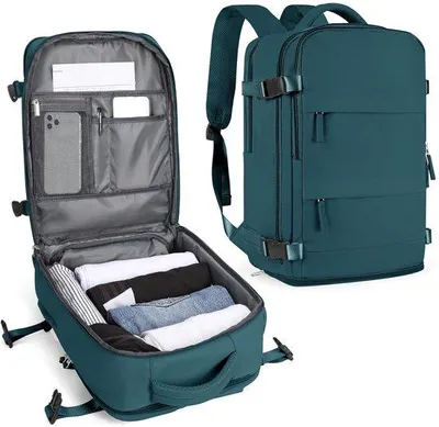 Immagine prodotto di SZLX Zaino da viaggio grande da donna, zaino sottovuoto con pompa, bagaglio a mano Ryanair da uomo, zaino sportivo impermeabile da outdoor, zaino casual da giorno, compatibile con laptop da 14 pollici, con scomparto per scarpe e scomparto per laptop