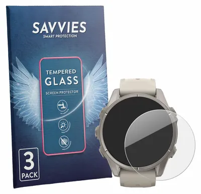 Produktbild von 3x Savvies Schutzglas für Garmin Fenix 9 (43 mm) Displayschutz 9H Glas klar transparent