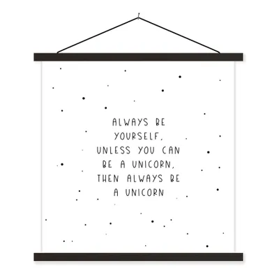 Produktbild von MuchoWow® Textilposter Sprichwörter - Sei immer du selbst - Einhorn - Zitate - Mädchen 40x40 cm mit schwarzem Rahmen - Fotos