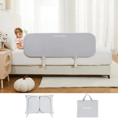 Produktbild von Bettschutzgitter 120 cm, grau, höhenverstellbar, faltbar, für Kinderbett