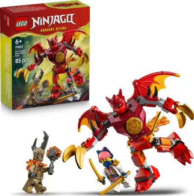 Produktbild von LEGO NINJAGO Kais Drachen-Mech Battle Set - Ninja Spielzeug für Jungen und Mädchen - Modellbau mit Actionfigur, 3 Minifiguren und Katanas - Geschenk für Kinder ab 6 Jahren - 71851