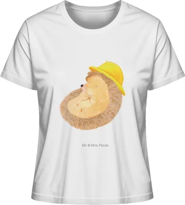 Produktbild von Mr. & Mrs. Panda Basic Shirt Damen Igel Beten Größe L - Weiß - Geschenk, Baumwoll T-Shirt, Amen, Oberteil, Dankbarkeit, Sommershirt, Leben, Sonnenhut, Lustige Sprüche