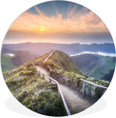 Produktbild von MuchoWow® Rundes Wandbild - Runde Bilder Berge - Sonne - Natur Ø 60 cm Kreis Wanddekoration Kunststoff - Wandkreis - Wandschmuck - Wand Kreis - Das Schlafzimmer - Die Bilder - Wandmalerei - Kunst für das Haus - das Plastik