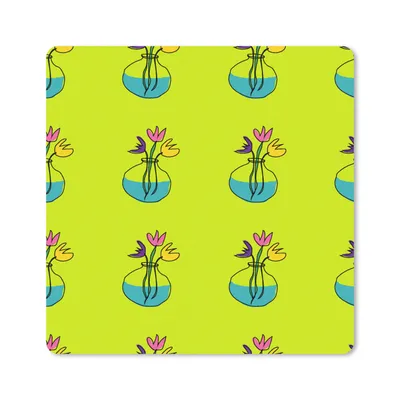 Produktbild von MuchoWow® Mauspad Mousepad Blumen - Vasen - Muster 20x20 cm - Mousepads - Maus Mat - Pad - Mausunterlage - Desk Mat - Bureauartikeln