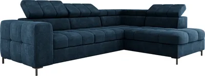Produktbild von Ecksofa PABLO 279x201 cm Mit Bettkasten, Schlaffunktion, Verstellbaren Kopfstützen Und Metallfüßen, Bezogen Mit Pflegeleichtem VOGUE-Stoff, Wellenfederung, T30-Schaum Rechts Layout, Farbe SCHWARZ