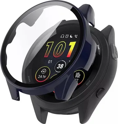 Produktbild von Strap-it Schutzhülle mit Glasplatte – Passend für Garmin Forerunner 265 – Dunkelblau – Hülle mit Displayschutzfolie