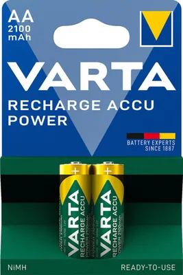 Packaging for VARTA AA Rechargeable Batteries.