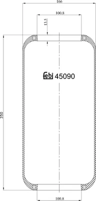 Produktbild von FEBI BILSTEIN Luftfederbalg Federbalg 45090 Hinten Links Hinten Rechts 350mm 166mm 101mm