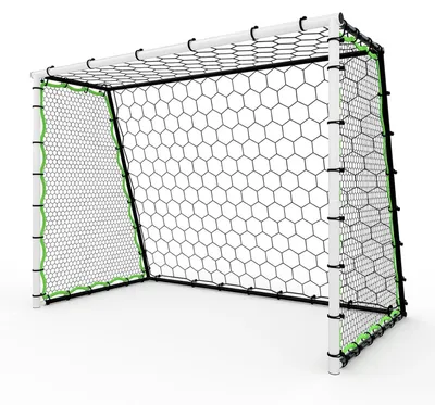 Produktbild von Tragbares Fußballtor - Rebounder Trainingsnetz - 213x152 cm - Eisenrahmen - PE-Netz - Klappbar - Mit Tragetasche - Weiß/Schwarz