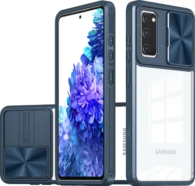 Image de Coque pour Samsung Galaxy S20 FE Coque hybride transparente en TPU avec cache appareil photo coulissant bleu