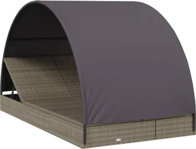 Obrázok produktu pre vidaXL Lehátko pre 2 osoby so strieškou sivé 211x112x140 Polyratan