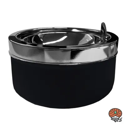 Produktbild von Kippaschenbecher / Sturmaschenbecher Edelstahl -schwarz- 11 cm, mit Doppelklappe