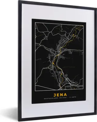 Produktbild von MuchoWow® Gerahmtes Poster Gold - Deutschland - Karte - Jena 30x40 cm - Poster mit Schwarzem Bilderrahmen Wandposter Rahmen Foto Bilder - Wandposter Schlafzimmer